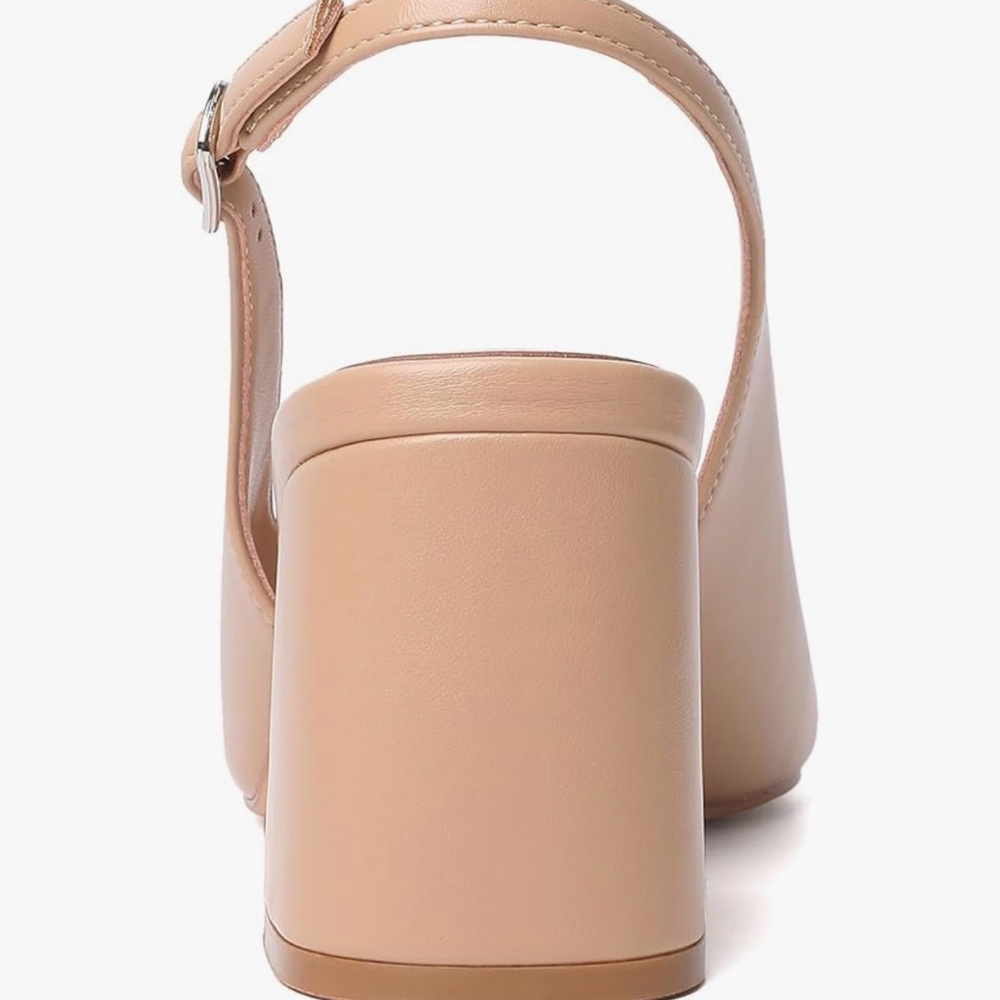 Chic Tan Slingback Block Heels - Picture 8 of 9